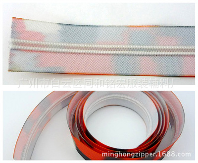 尼龍拉鏈_廠家直銷 5#防水尼龍拉鏈 潛水服帳篷用特殊印花 